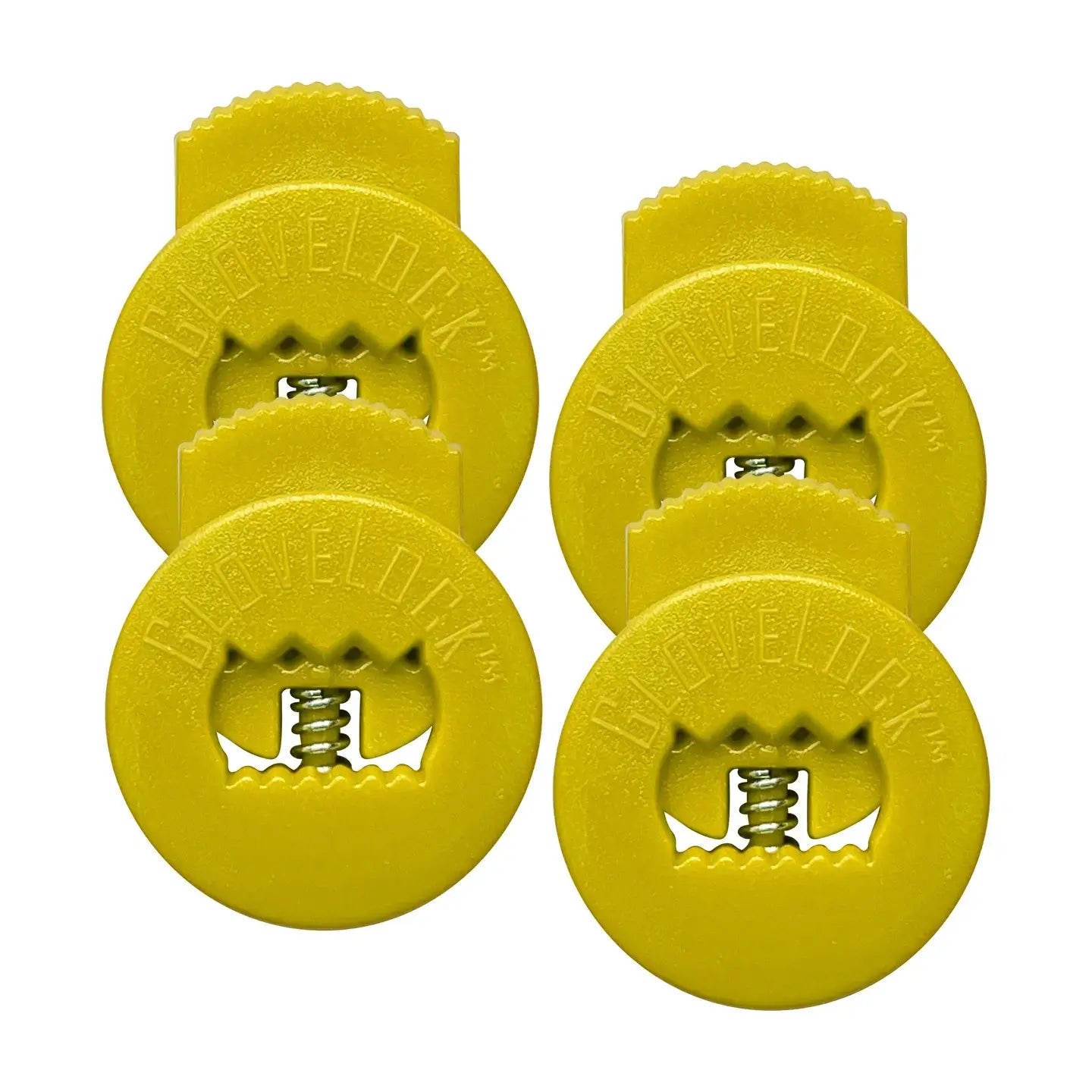 Yellow Glovelocks 4 Pack Lace Clips for secure glove fit in sports