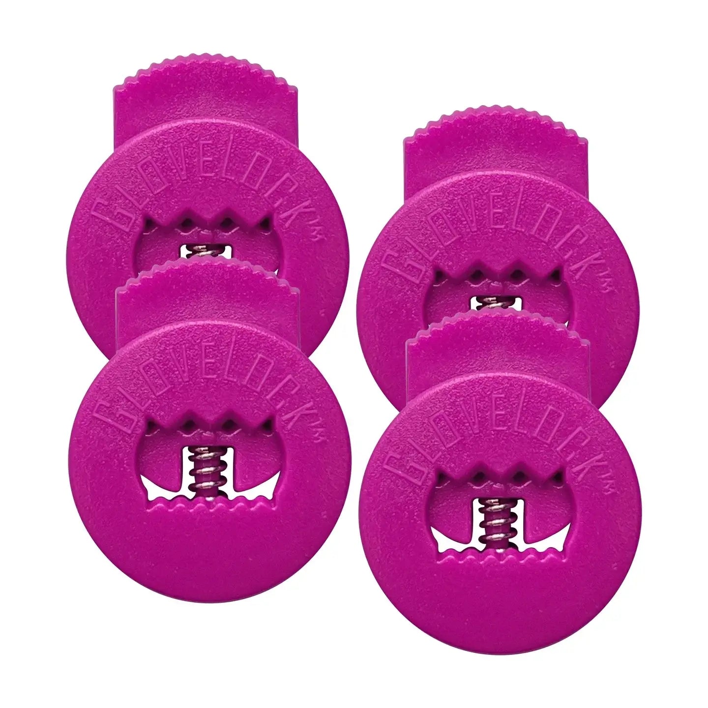 Purple Glovelocks 4 Pack Lace Clips for securing gloves, featuring durable design and easy lock mechanism.