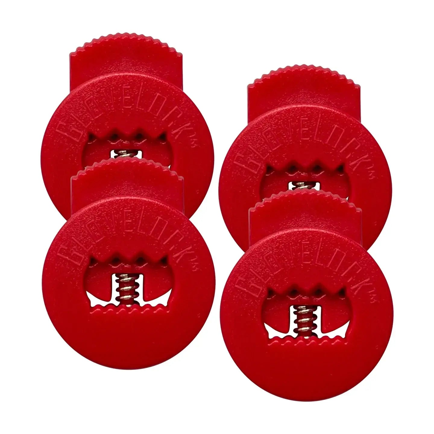 Glovelocks 4 Pack Lace Clips in red for securely fastening gloves during gameplay.