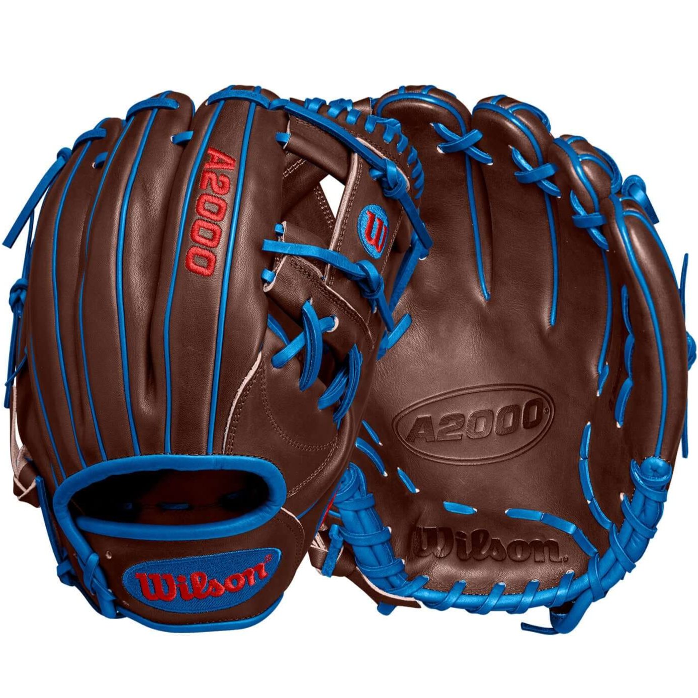 Wilson A2000 Dansby Swanson GM 11.75" baseball glove featuring brown leather with blue accents, perfect for spring 2025.