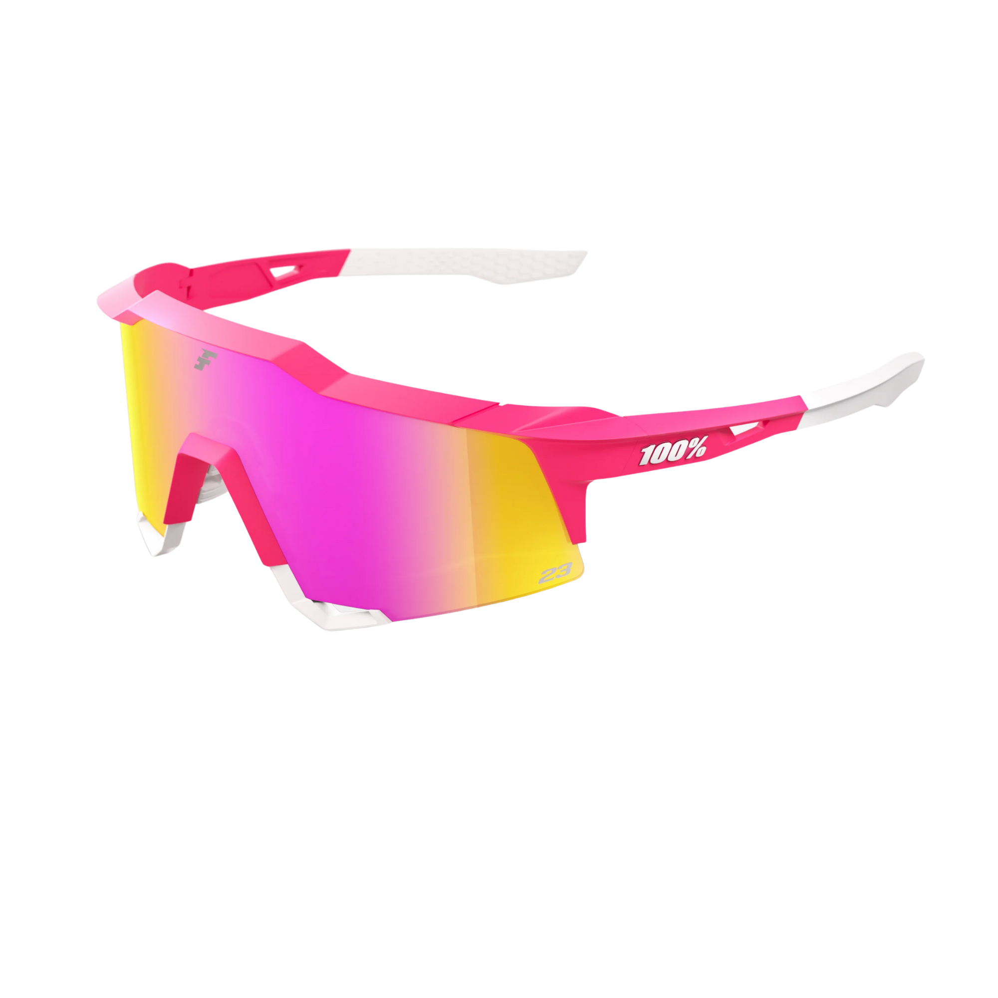 Main view of 100% Speedcraft LE Tatis 24 LE HiPER Pink Mirror sunglasses with bold design