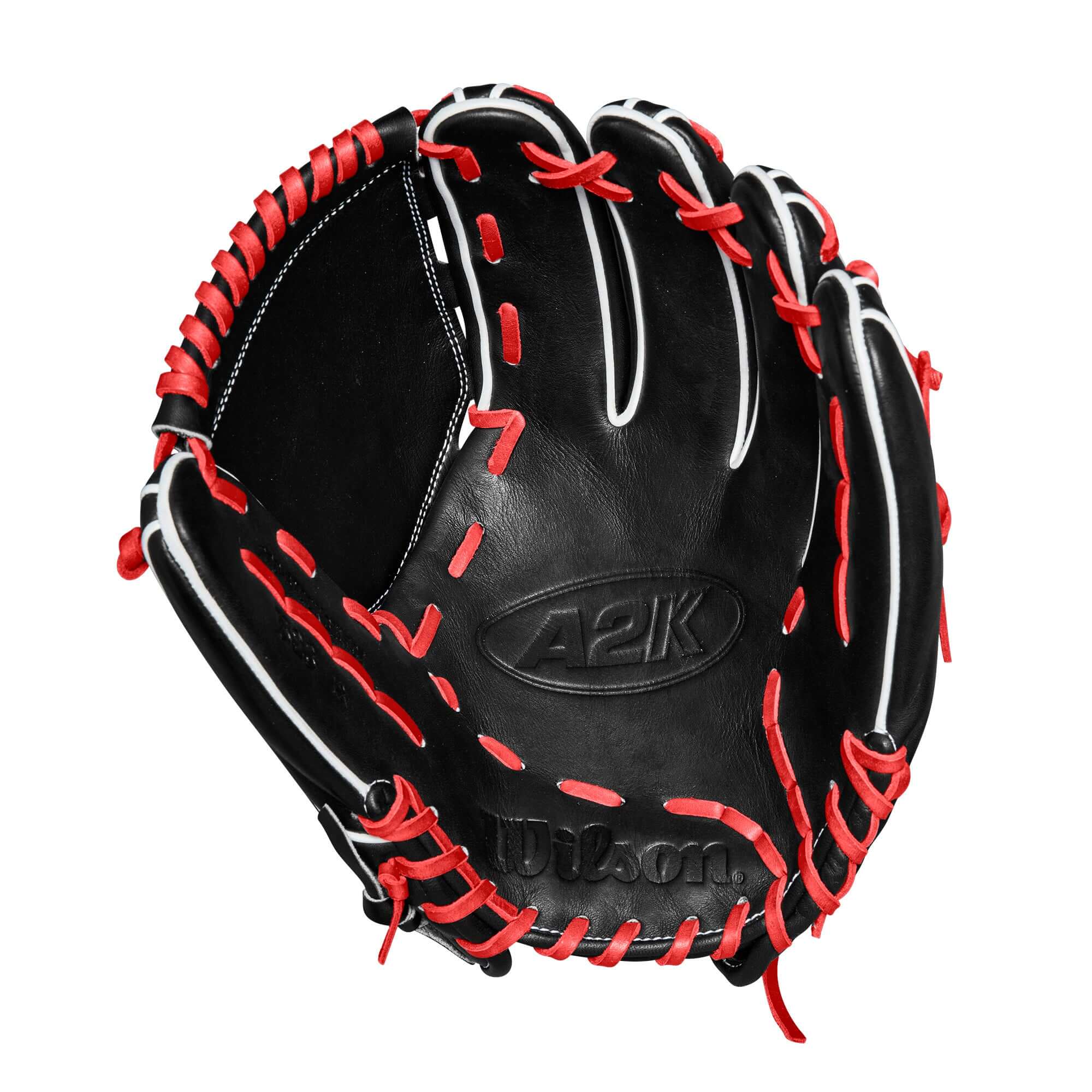 Black Wilson A2K B23 12 Pitcher's Glove, LHT, Pro Stock® Leather, Japanese Craftsmanship, Pink Accents.