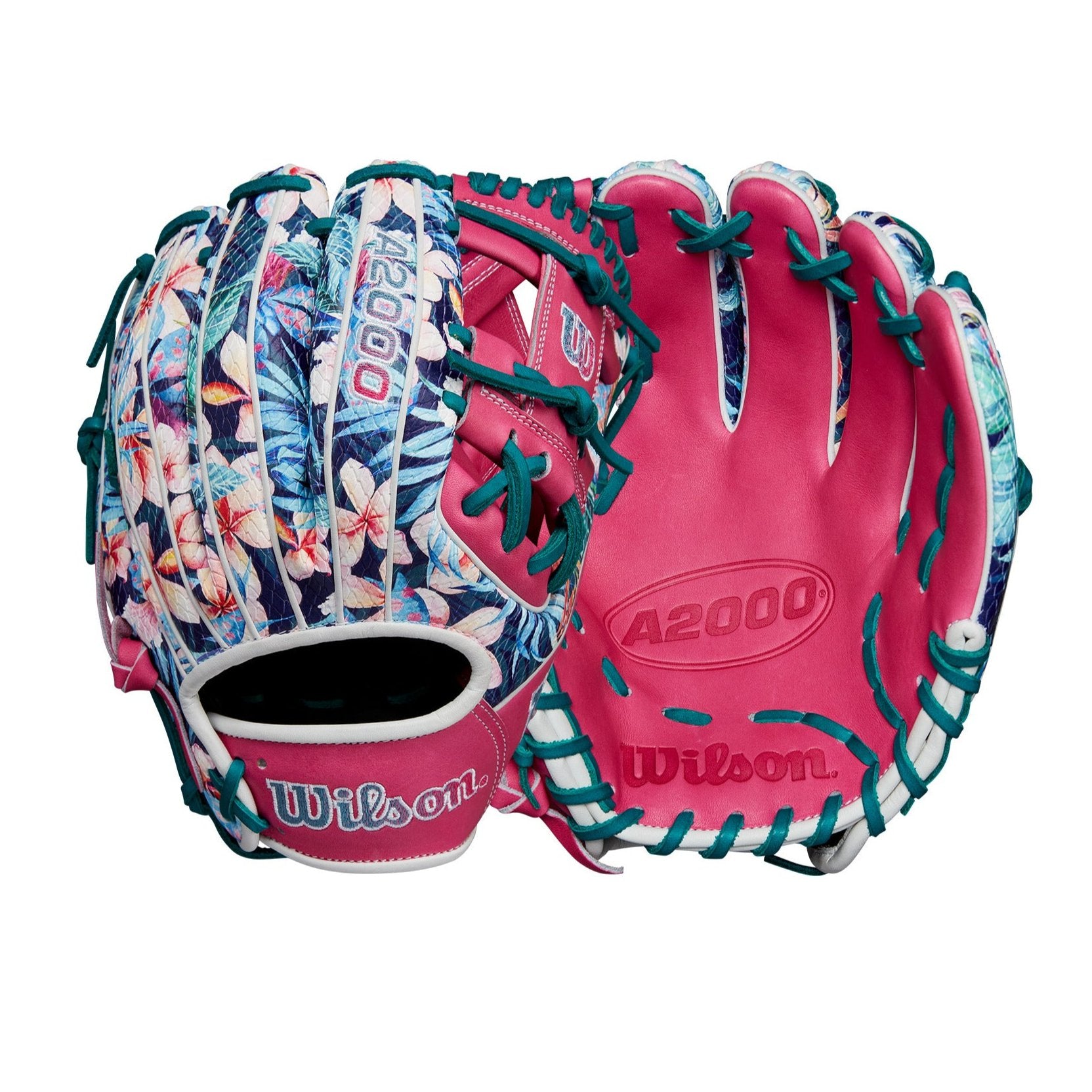 Main view of Wilson GOTM November 2024 A2000 1786 glove, 11.5" with Floral SuperSnakeSkin™ and flamingo pink leather palm