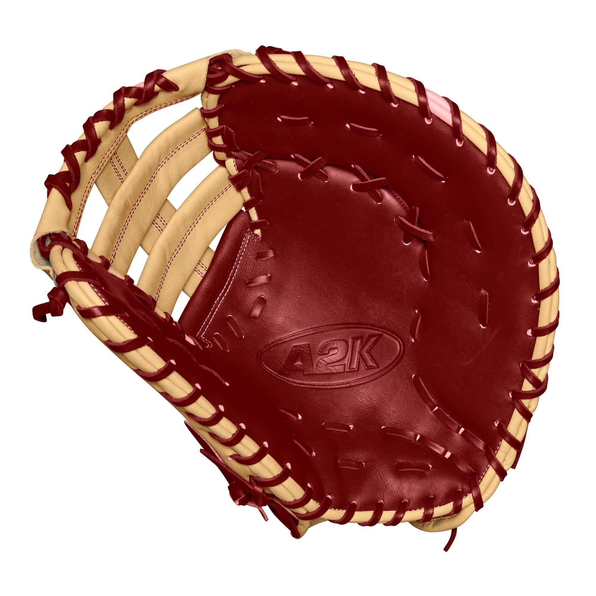 Wilson Fall 2024 A2K 1679 Baseball First Base Mitt LHT 12.5" in Blonde & Brick Red leather, Front View