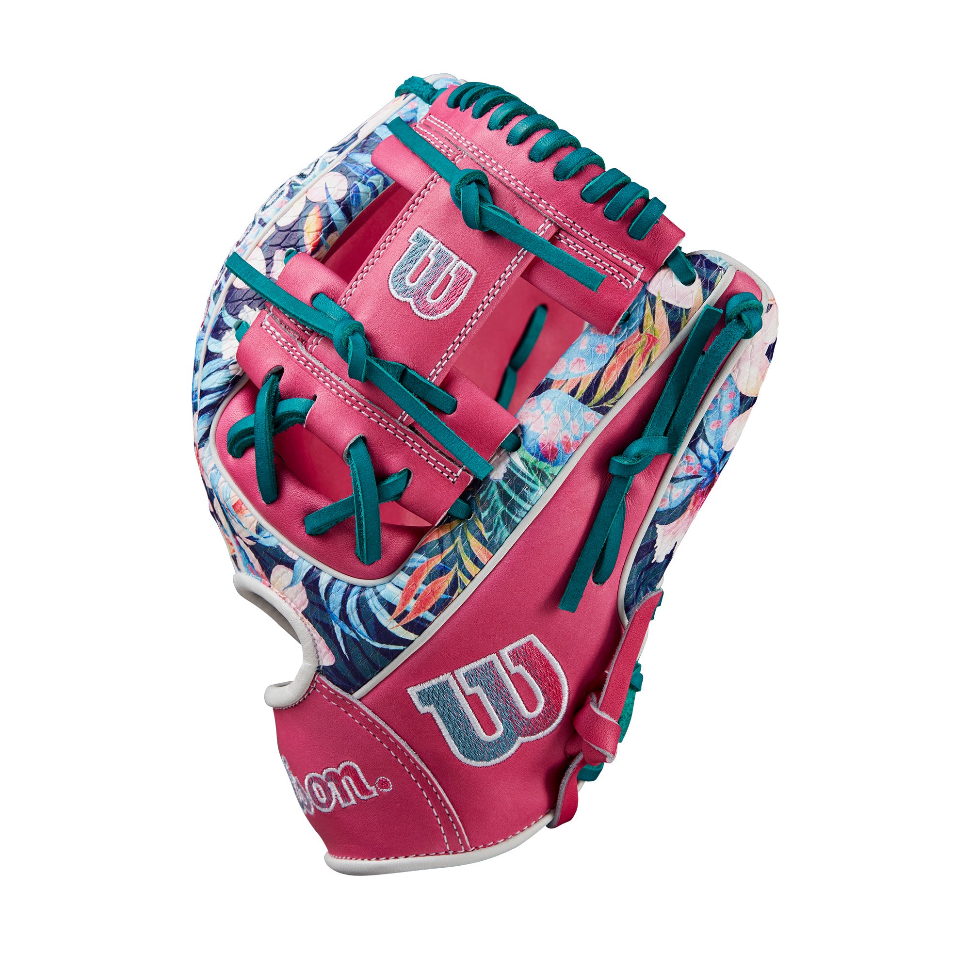 Wilson Glove of the Month November 2024 A2000 1786 Floral 11.5" in Flamingo Pink with SuperSnakeSkin™ design.