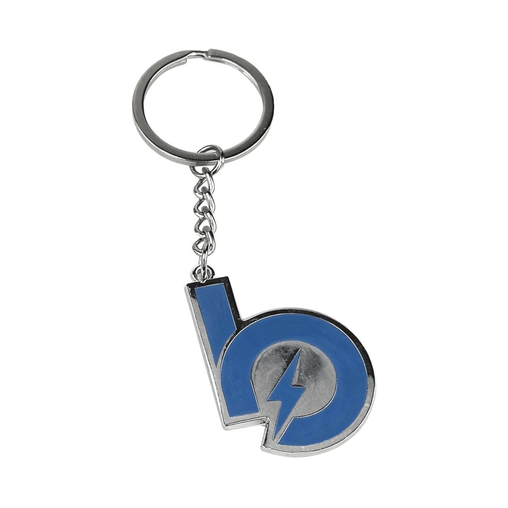 Bauer Outage Keychain featuring a blue and silver lightning design, perfect for fans and collectors.