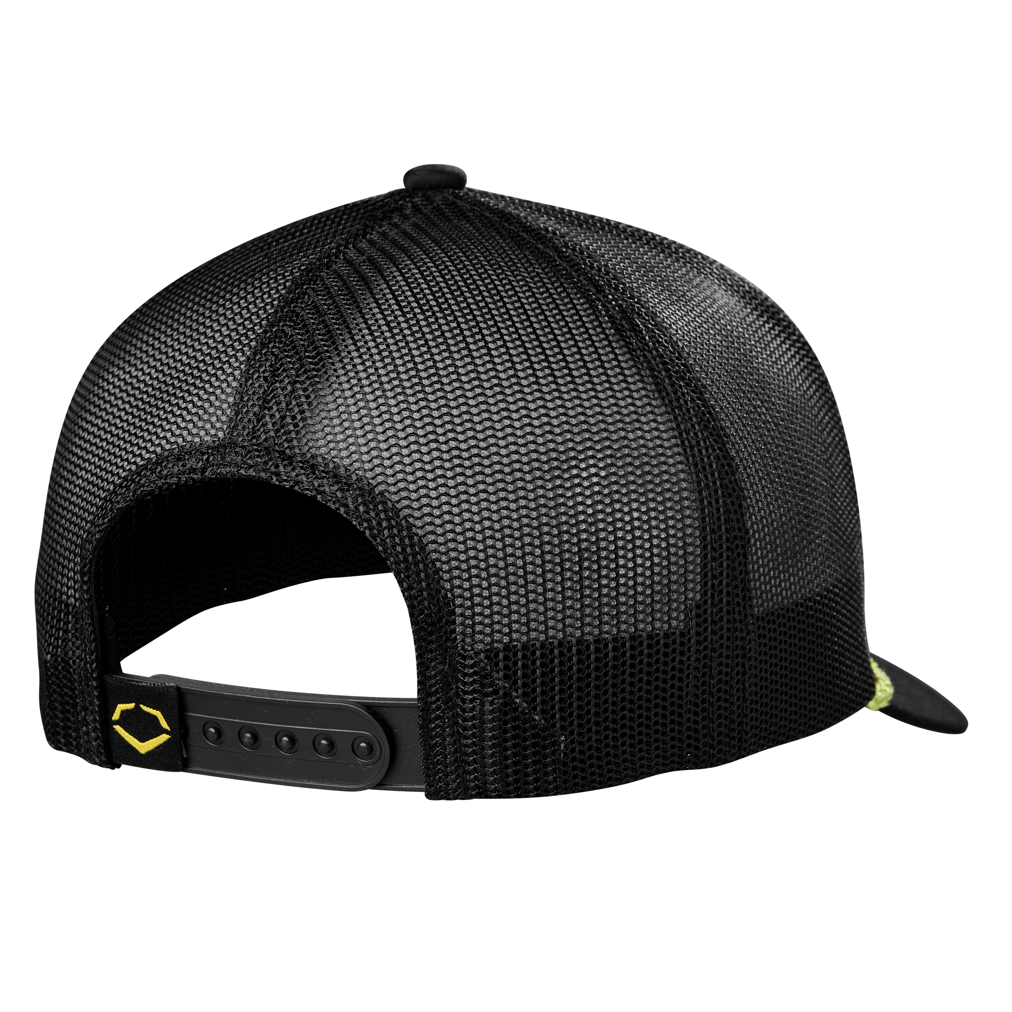 Back view of Evoshield PA Silicone Monkey Rope Hat in black with mesh panels and adjustable snap closure.