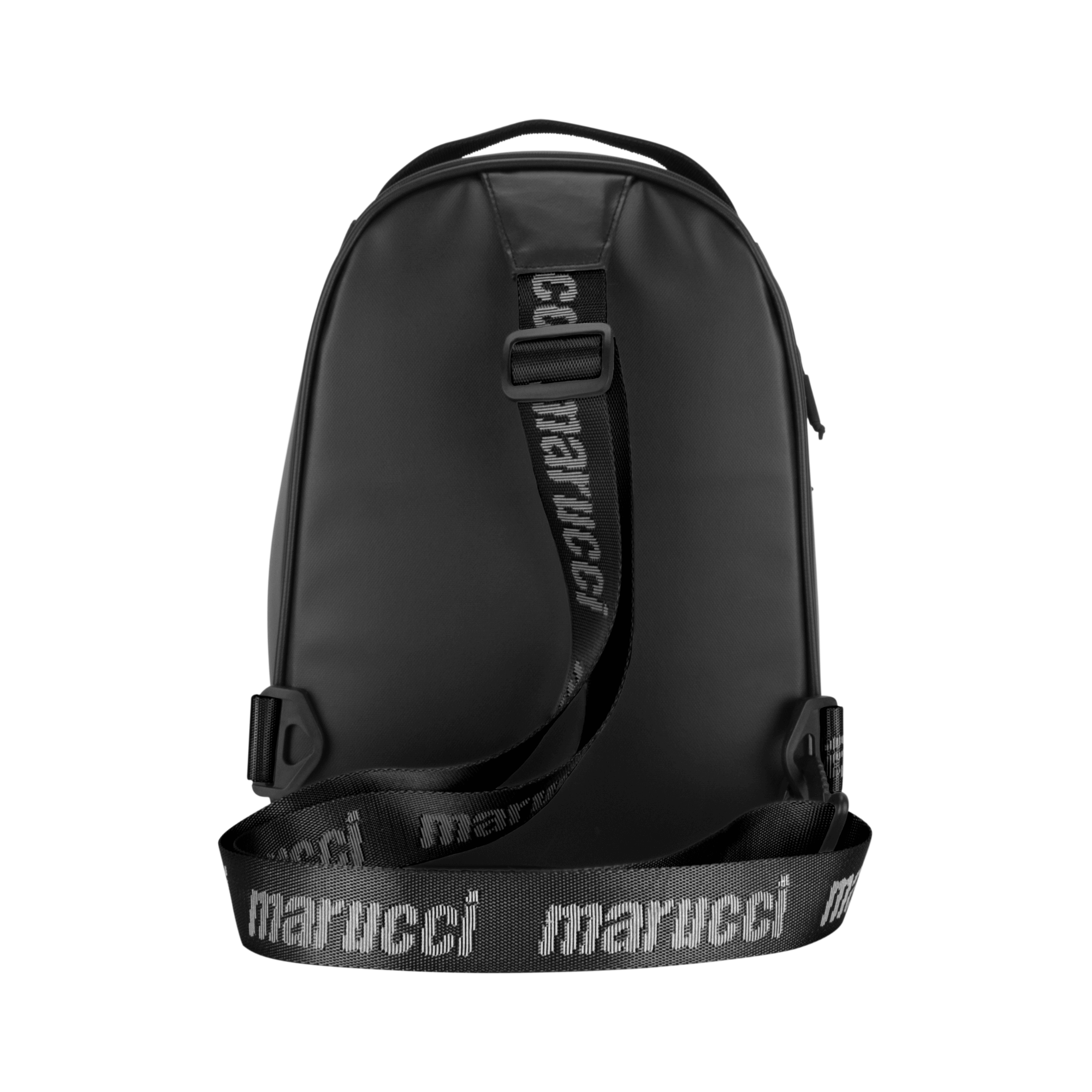 Marucci Glove Quiver Black backpack featuring a sleek design and adjustable strap, ideal for baseball and softball players.