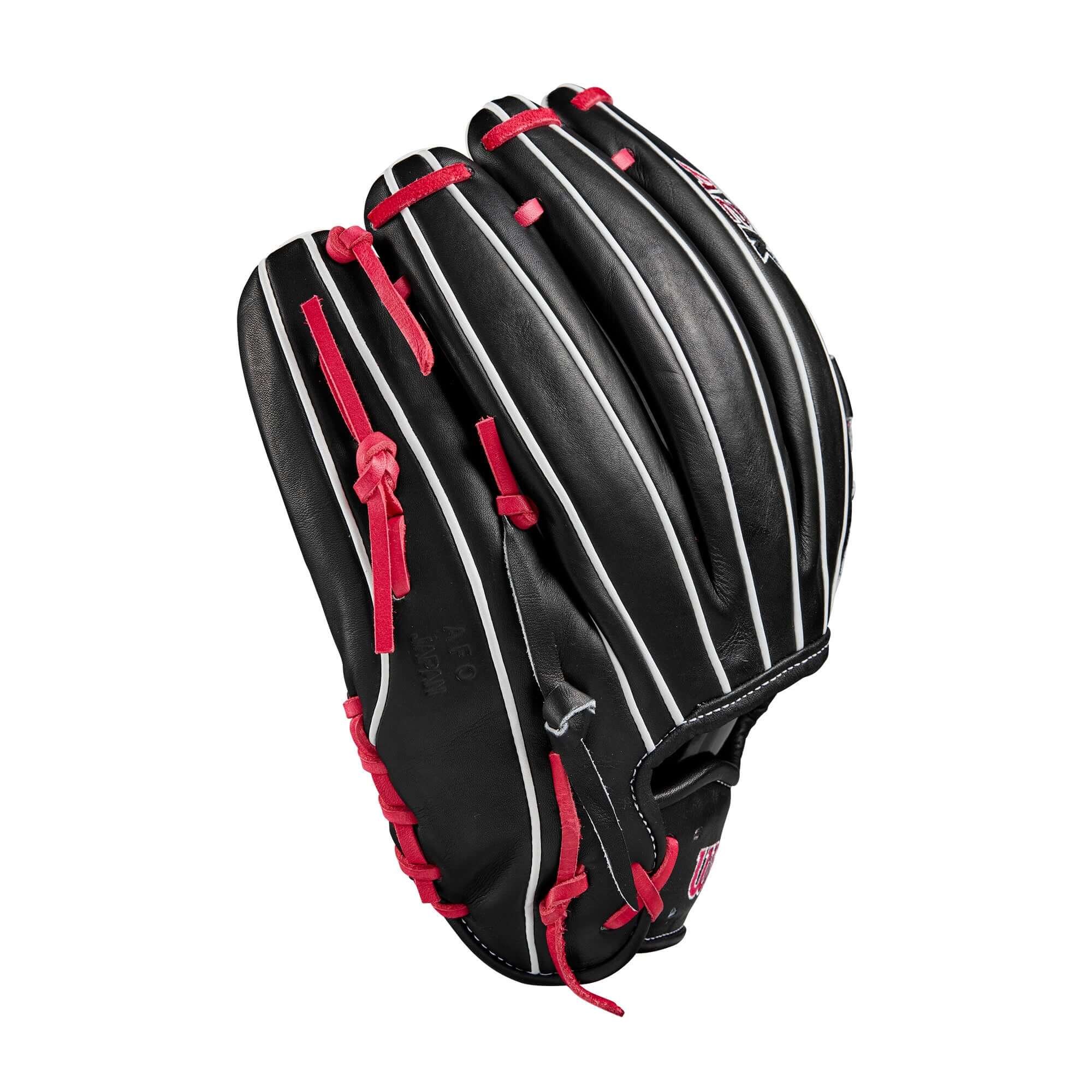 Black Wilson A2K B23 12 Pitcher's Glove, LHT, Pro Stock® Leather, Japanese Craftsmanship, Pink Accents.