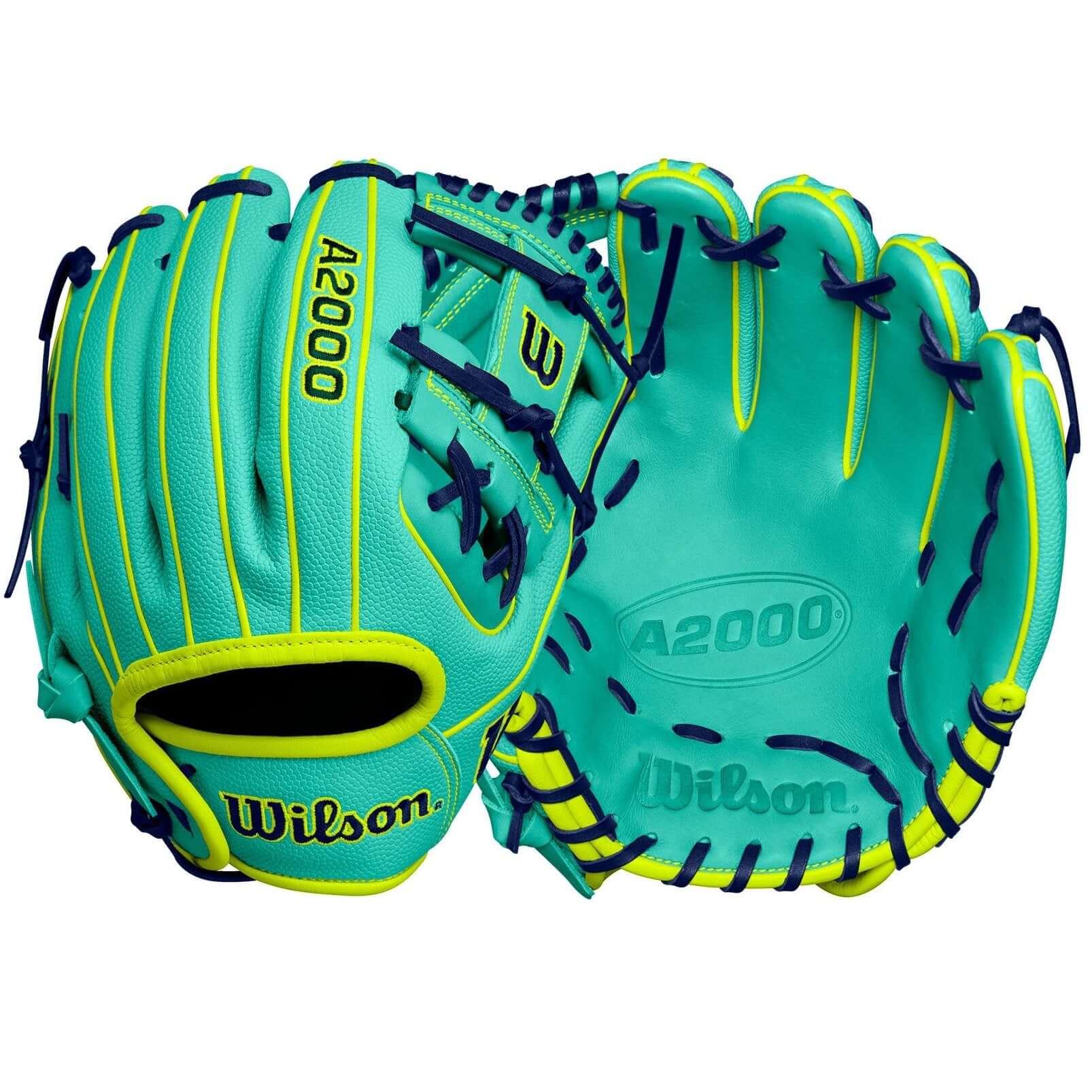 Wilson A2000 DP15SS 11.5” Infield Baseball Glove Seafoam/Optic Yellow