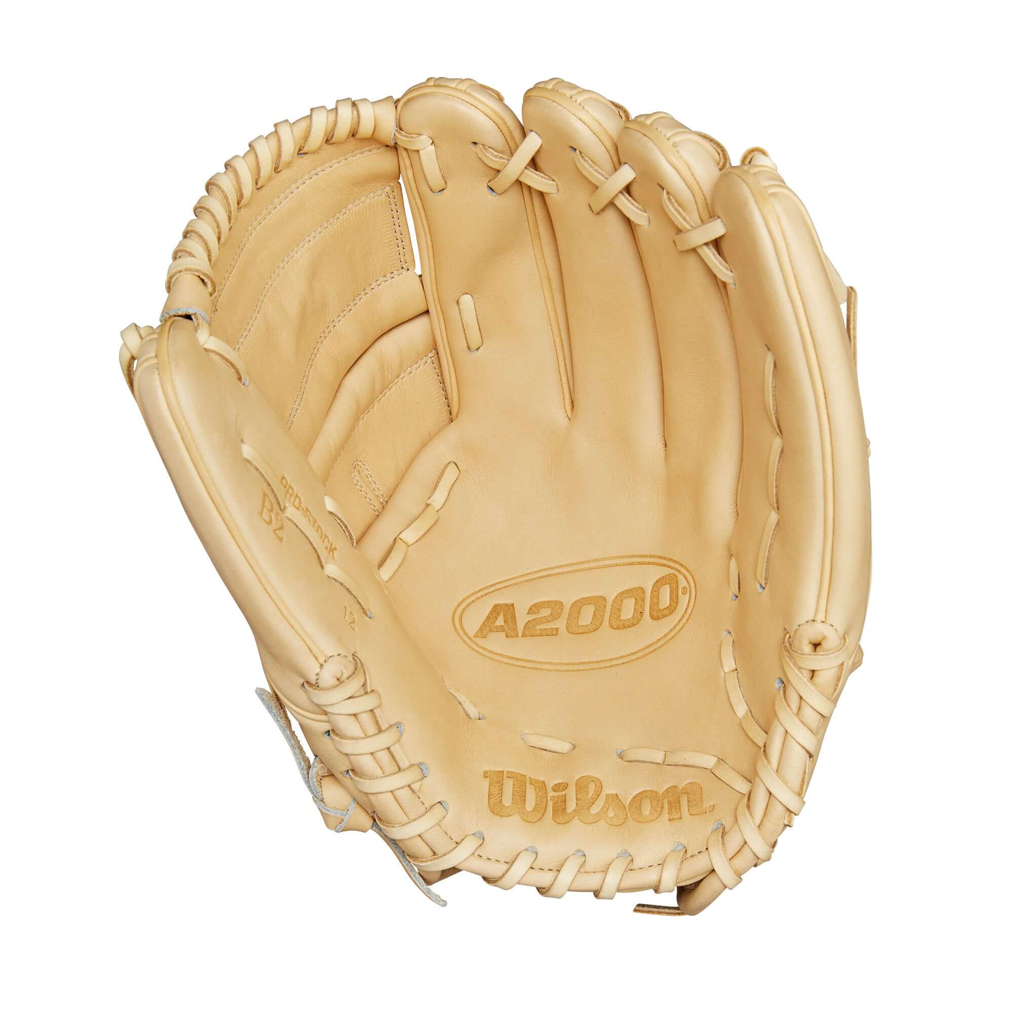 Wilson A2000 B2 Classic Series pitcher's glove in blonde leather, 12" designed for optimal grip concealment.