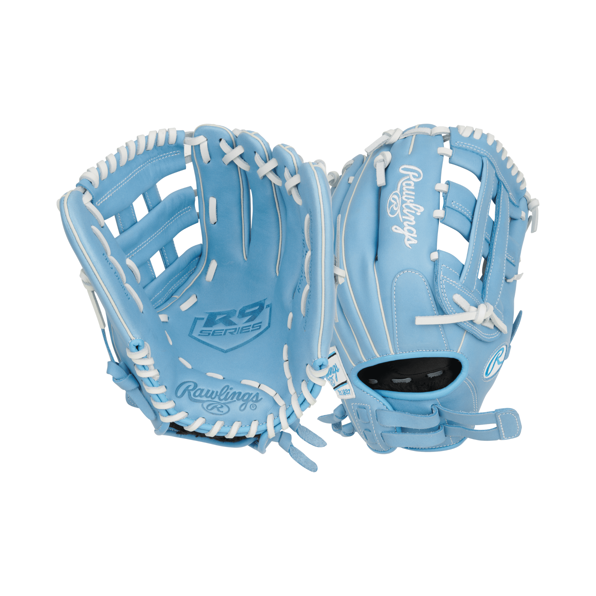 Rawlings R9 Series Softball Glove Columbia Blue 12 inches for adult fastpitch players