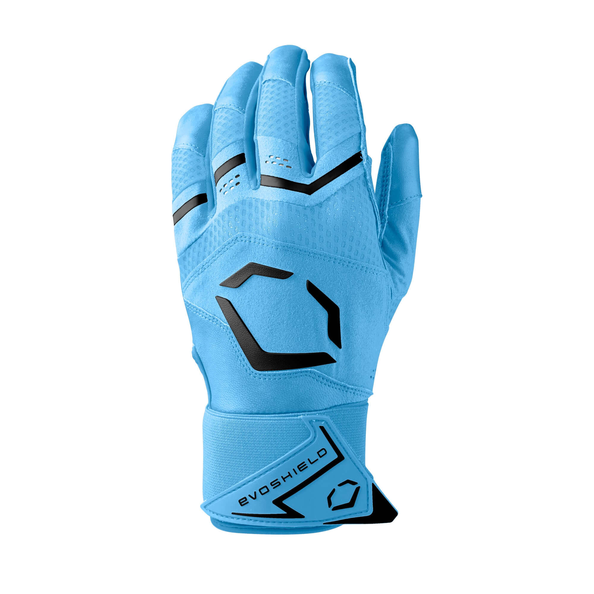 Back hand  featuring Evoshield Youth Carbyne Batting Glove, Victory Blue color.