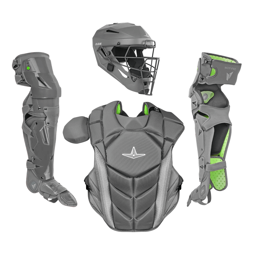 All-Star MVP-PRO Series Adult Catcher's Kit with Helmet, Chest Protector, Leg Guards, NOCSAE Approved for Maximum Safety