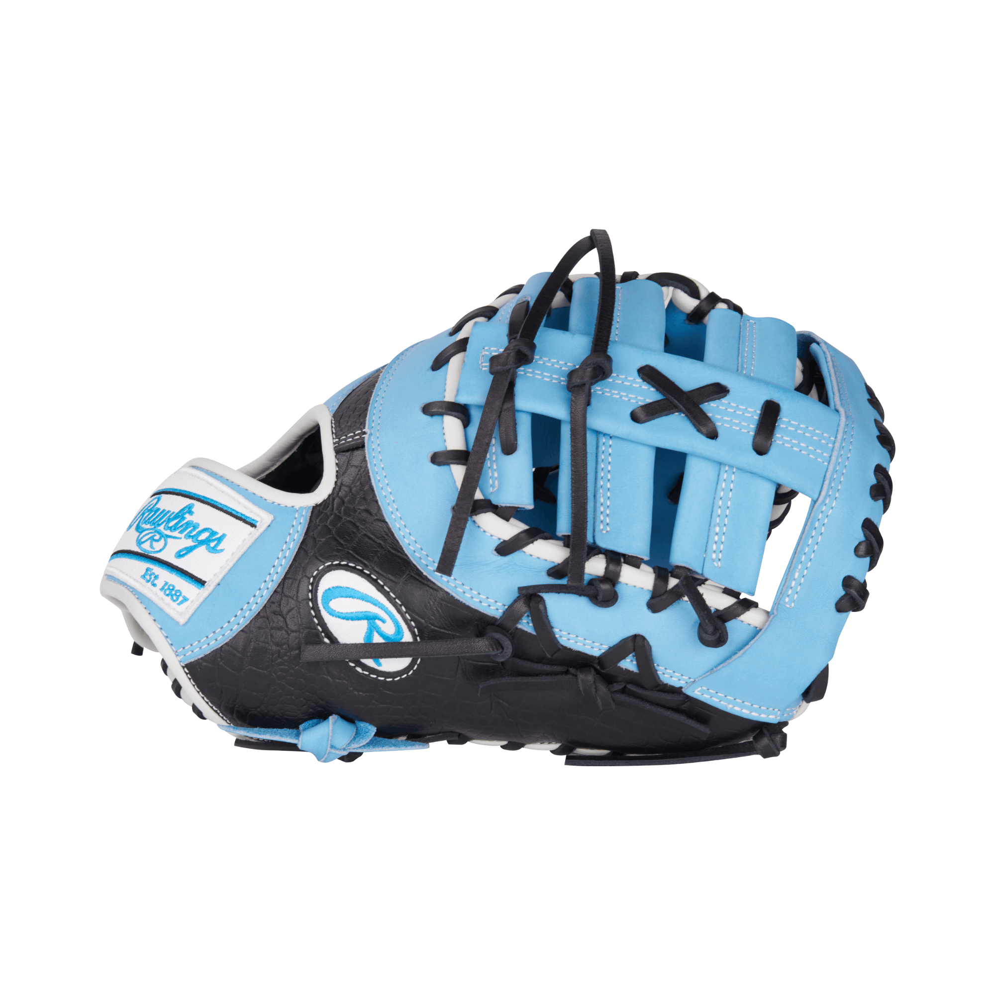 Rawlings Heart of the Hide Series First Base Mitt 12.5 inch Columbia Blue and Black