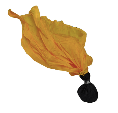 Smitty Gold Flag for football referees, expertly crafted yellow flag with black weight for professional officiating on the field.