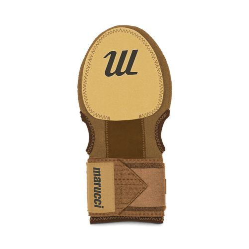 Marucci Sliding Mitt in brown with double-sided thumb holes and compression-fit neoprene for full hand protection.