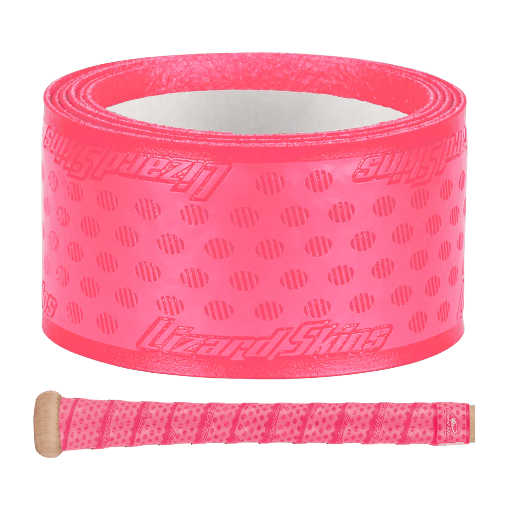 Lizard Skins DSP Ultra Bat Grip in Neon Pink with pre-cut ends and finish strip for easy installation.