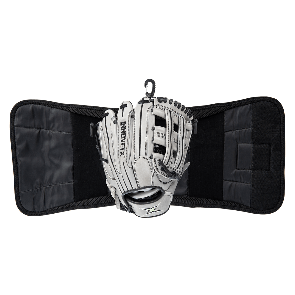 Lizard Skins Glove Wrap in Diamond White, protecting a baseball glove for travel and shape retention.