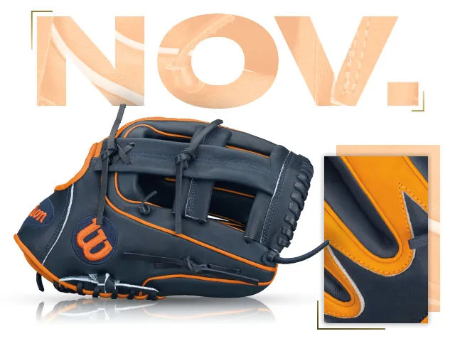 Wilson A2000 MC24 Miguel Cabrera commemorative glove showcasing its design and craftsmanship for November 2013.