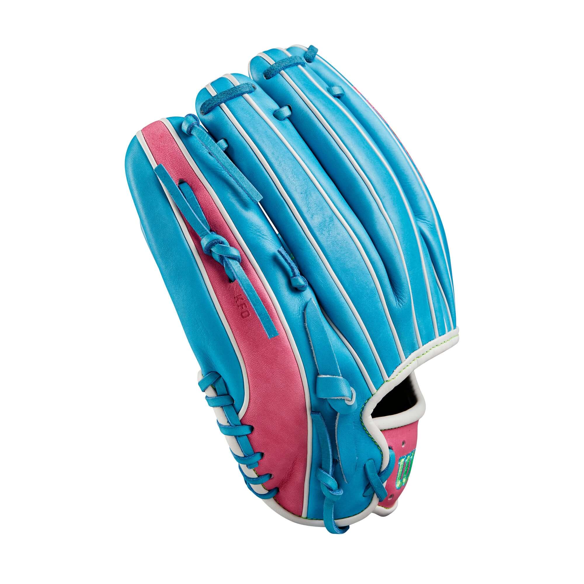 Wilson A2000 1785 11.75 Infield Glove, Sky Blue with Single Post Web & Flamingo Pink lace, Fall 2024 Model.