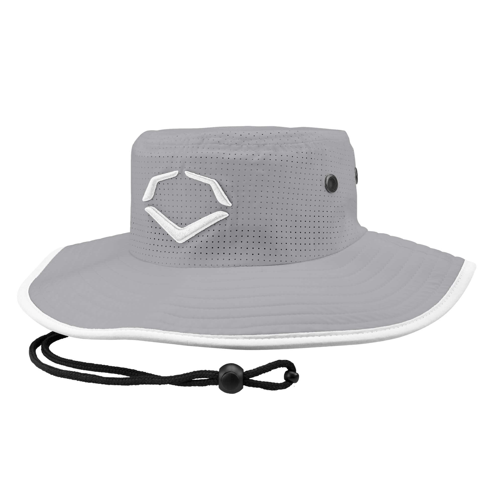 Evoshield Bucket Hat in charcoal gray, designed for sun protection and comfort for athletes and coaches.