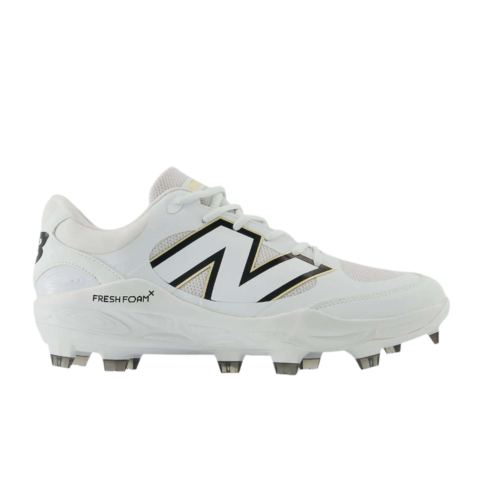 Right side view of New Balance Fresh Foam 3000v7 Molded in White highlighting the synthetic overlays and sleek design.