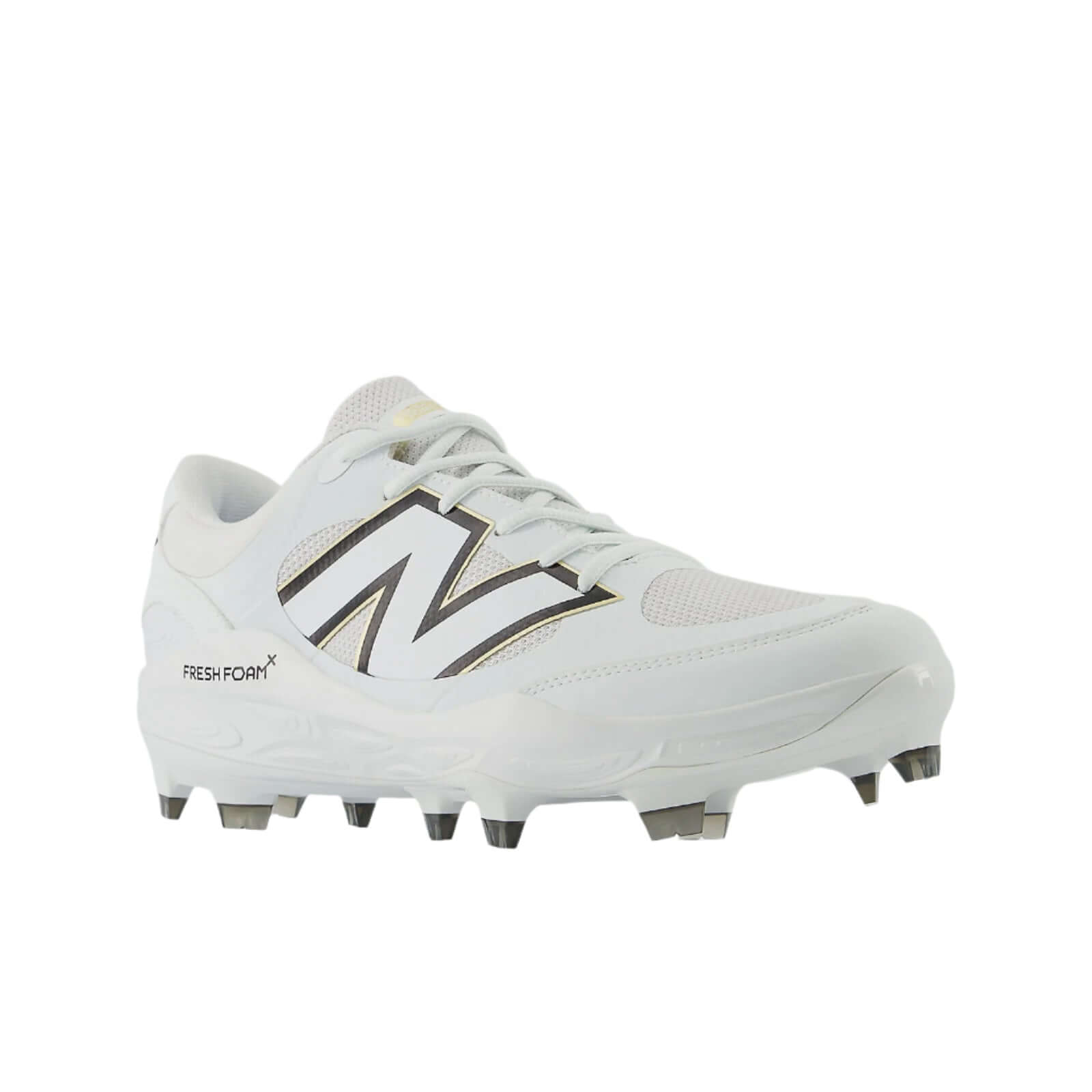 Front side view of New Balance Fresh Foam 3000v7 Molded in White displaying the gusseted tongue and streamlined profile.