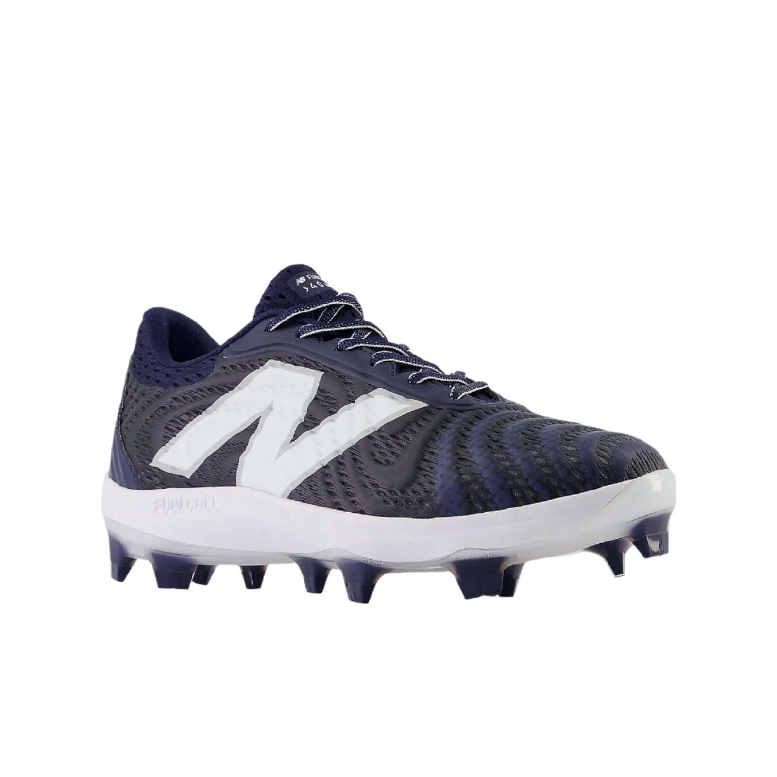 Front side angle of New Balance FuelCell 4040v7, highlighting the seamless micro-film overlay.

