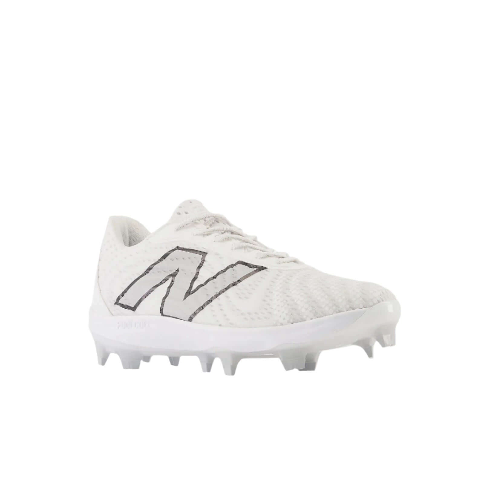 ngle showing the Optic White design and contour of the 4040v7 Cleats, perfect for athletes.