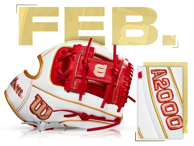 Wilson A2000 1786 SS glove February 2021 custom edition featuring red and white design.