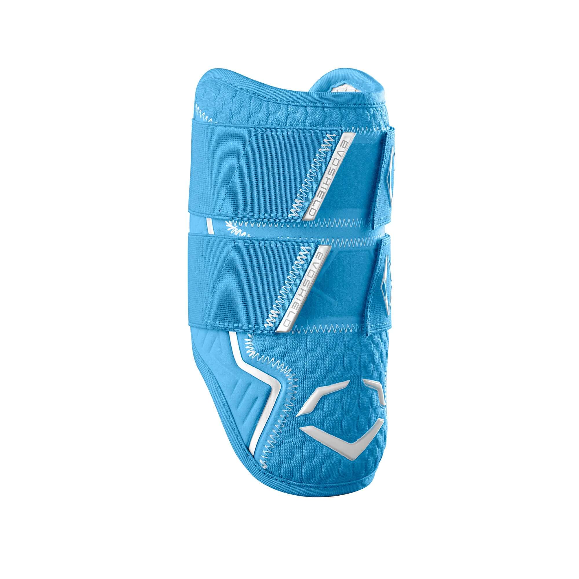 Evoshield Pro-SRZ 2.0 Double Strap Elbow Guard in Victory Blue, featuring Gel-to-Shell Technology for custom fit and protection.