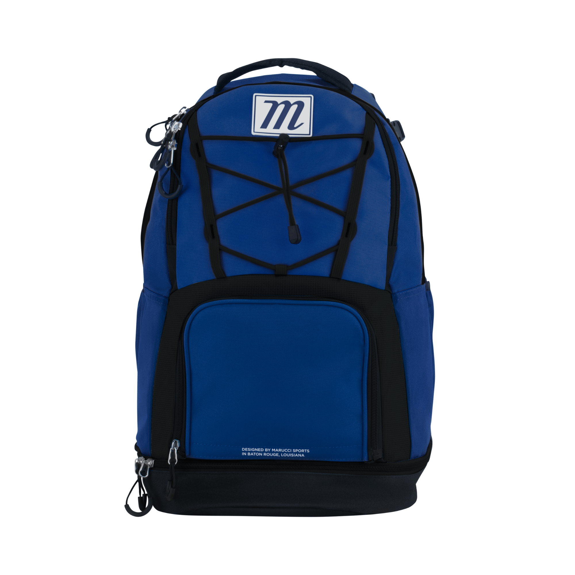 Marucci Blazr Bat Pack in Royal Blue featuring a removable front panel and durable design for baseball gear organization.