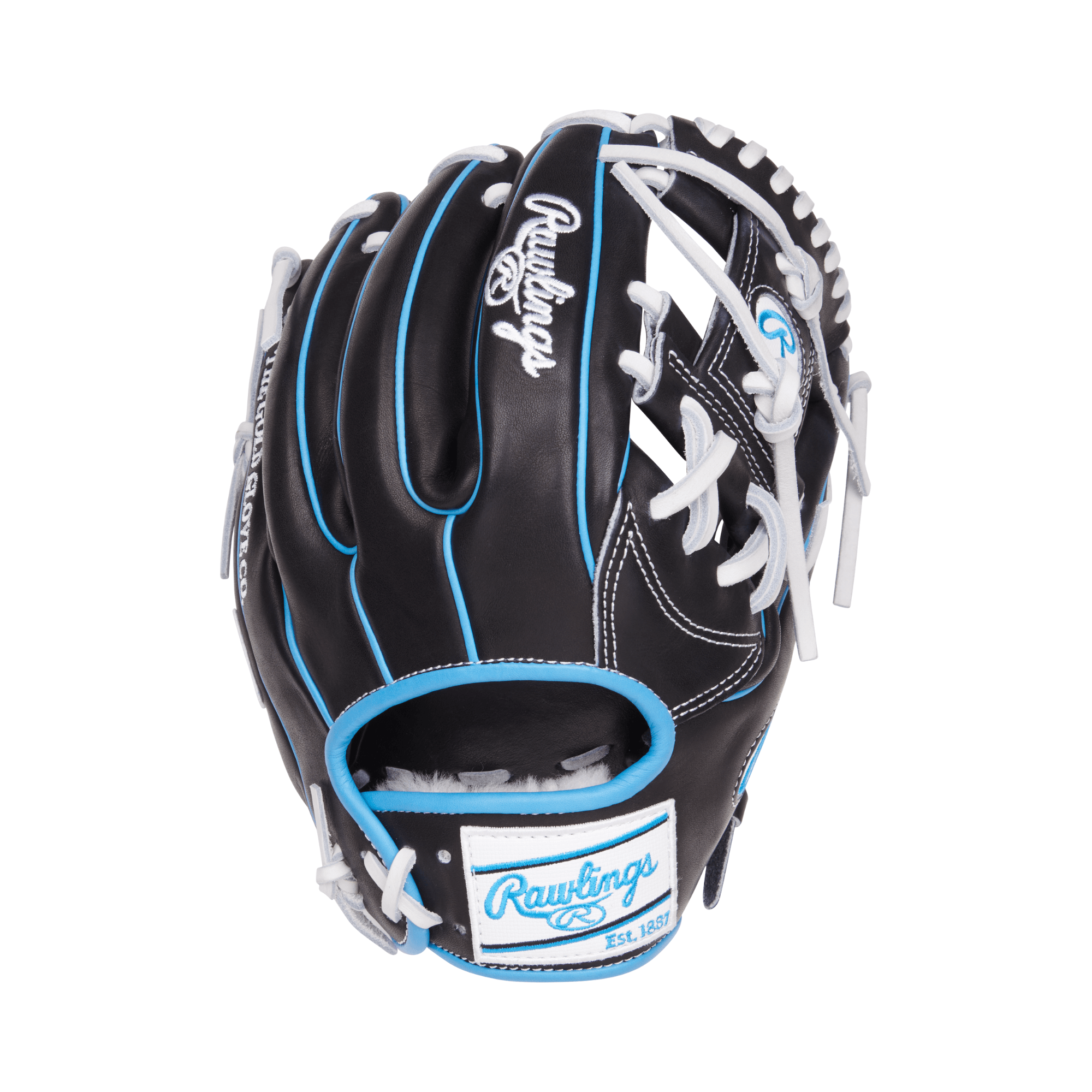 Rawlings Pro Preferred Series 12.5 RHT infield glove with royal blue and camel leather, silver laces, and Pro-I web.