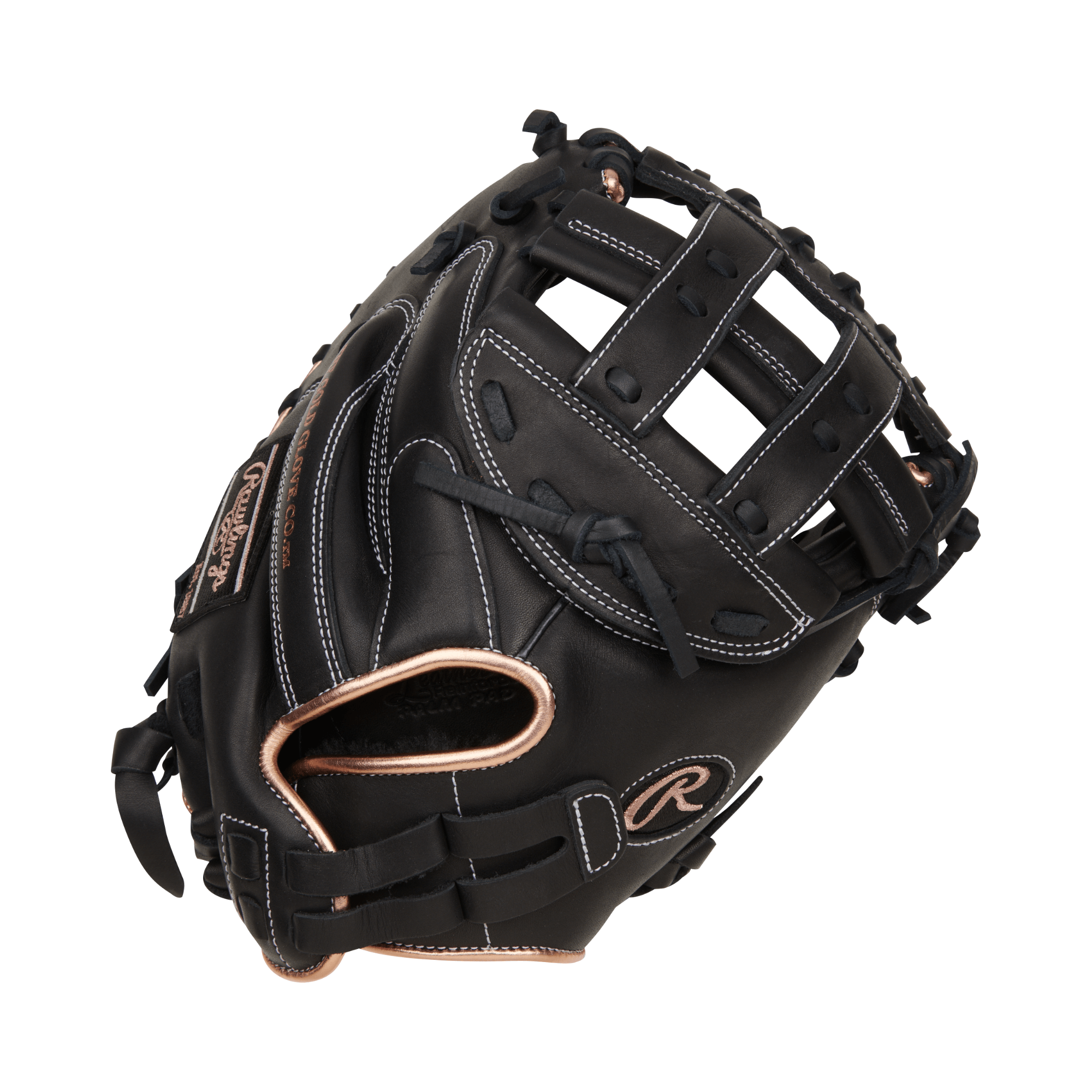 Rawlings R9 Series Catcher's Mitt for fastpitch softball, black 33-inch glove, designed for right-hand throwers.