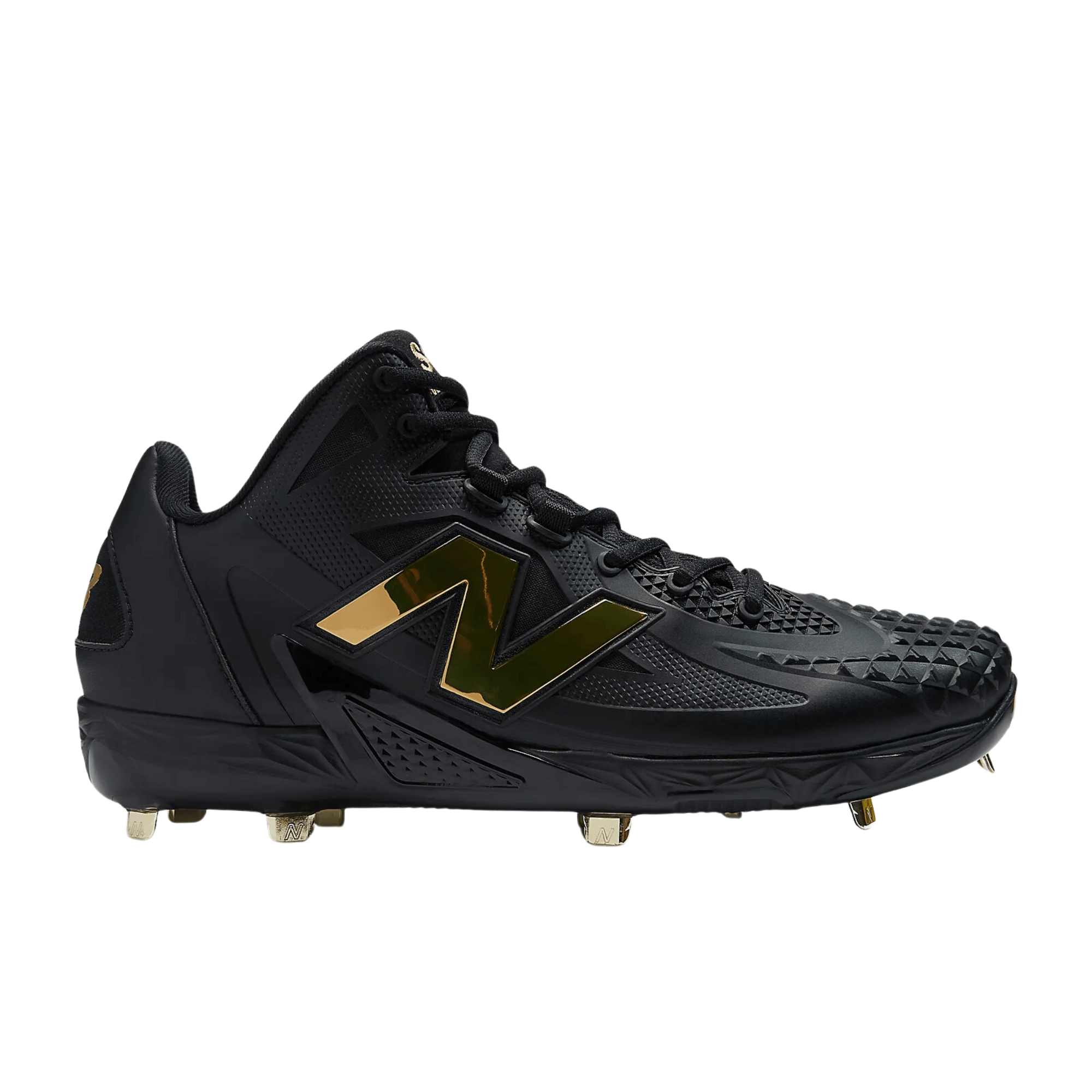 New Balance Shohei Ohtani black shoe featuring a durable upper and gold accents for enhanced performance.