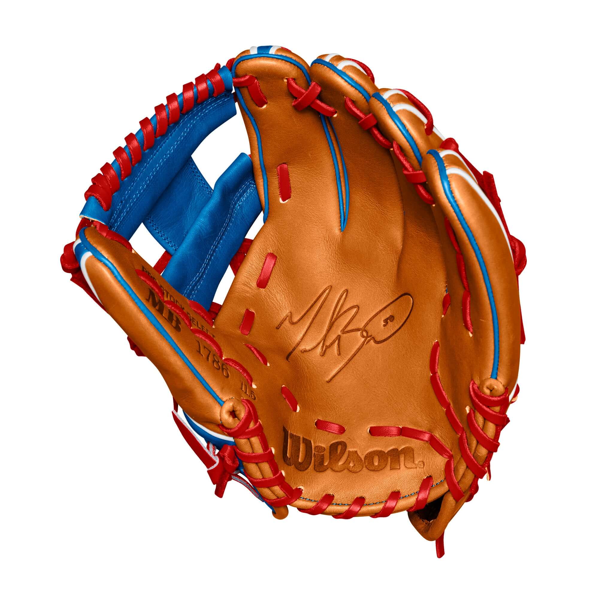 Wilson A2K 1786 Infield Baseball Glove Sadd 11.5 inch, Saddle Tan and Royal Pro Stock Select Leather