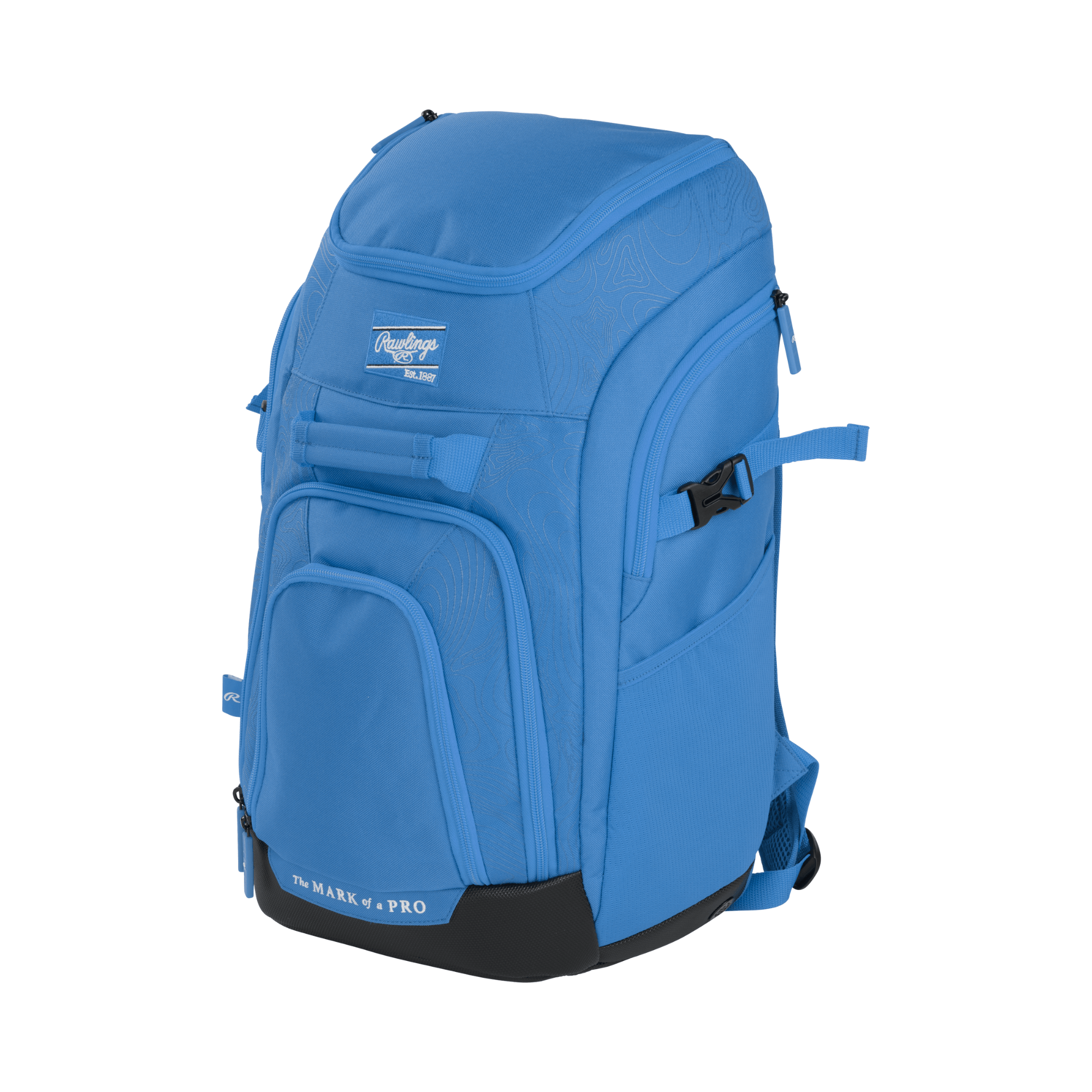 Rawlings Franchise 2 Players Backpack in Columbia Blue, designed for baseball players with style and functionality.