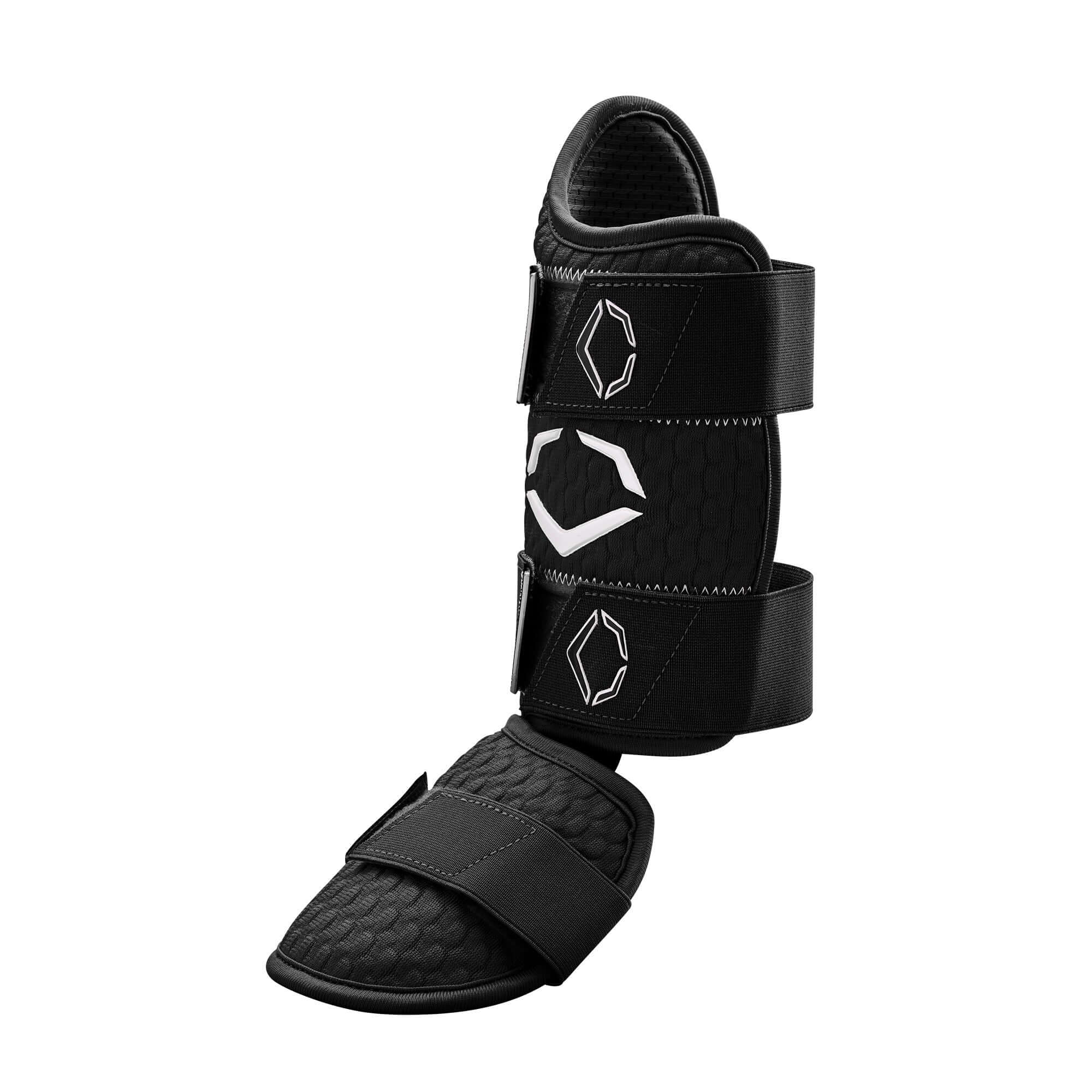 Evoshield Pro-SRZ 2.0 Batter's Leg Guard for right-handed hitters in sleek black design, offering superior protection.