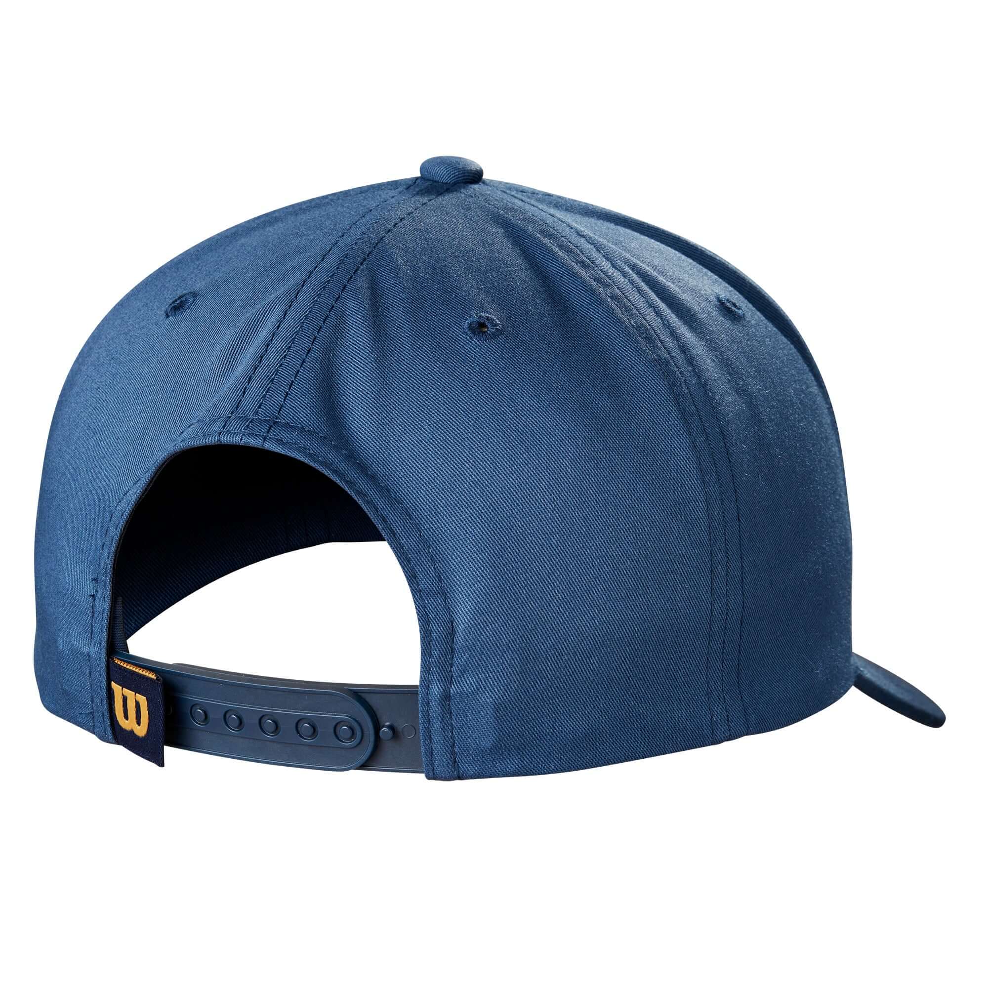 Back view of the Wilson 1957 A2000 Snapback hat in navy, showcasing adjustable fit and classic design details.