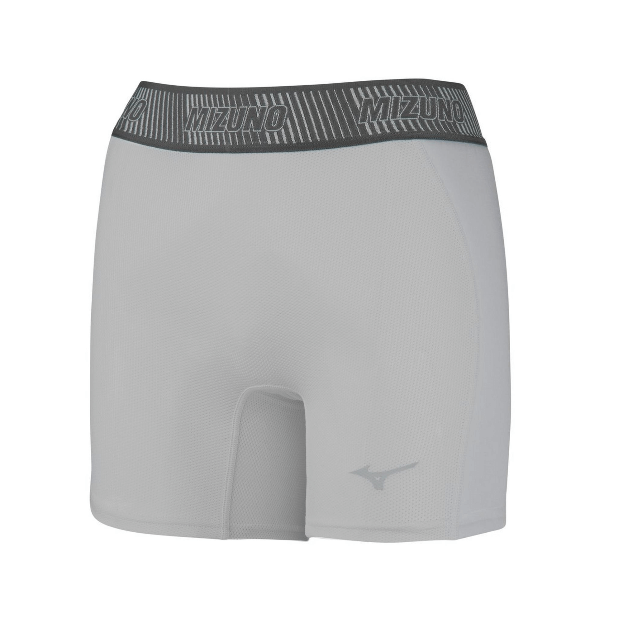 Mizuno Women's Aero Vent Padded Sliding Short in grey with breathable mesh for comfort and protection during sports activities.