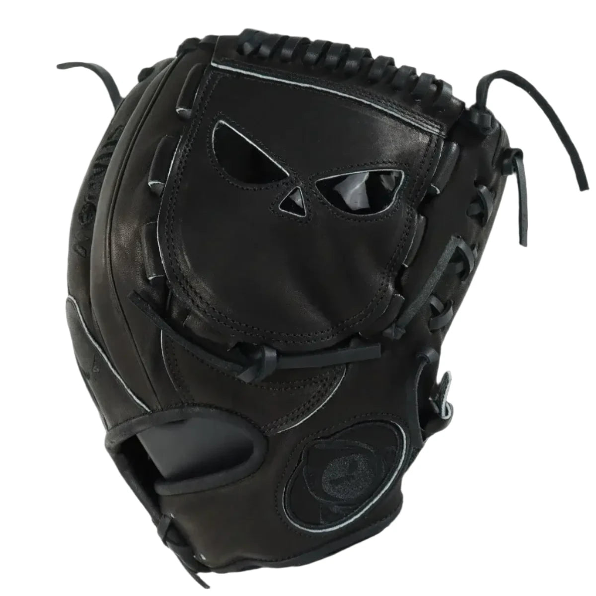 Shadow 5 Stealth 12" RHT pitcher's glove made of Japanese Kip Leather, featuring a unique intimidating design.