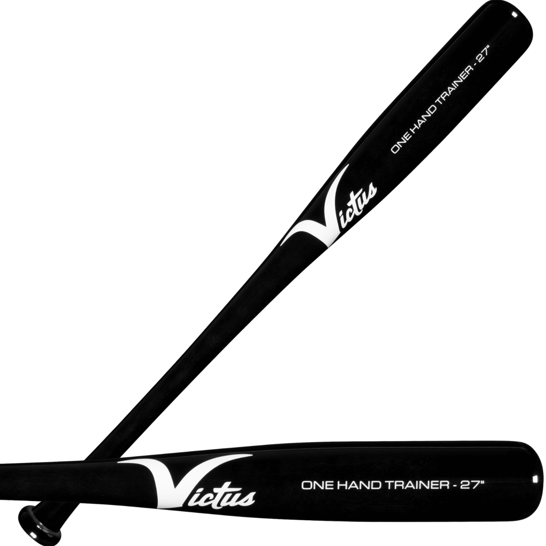 Victus 1HT One Hand Trainer Black, high-grade wood training bat for improving hand strength and coordination.