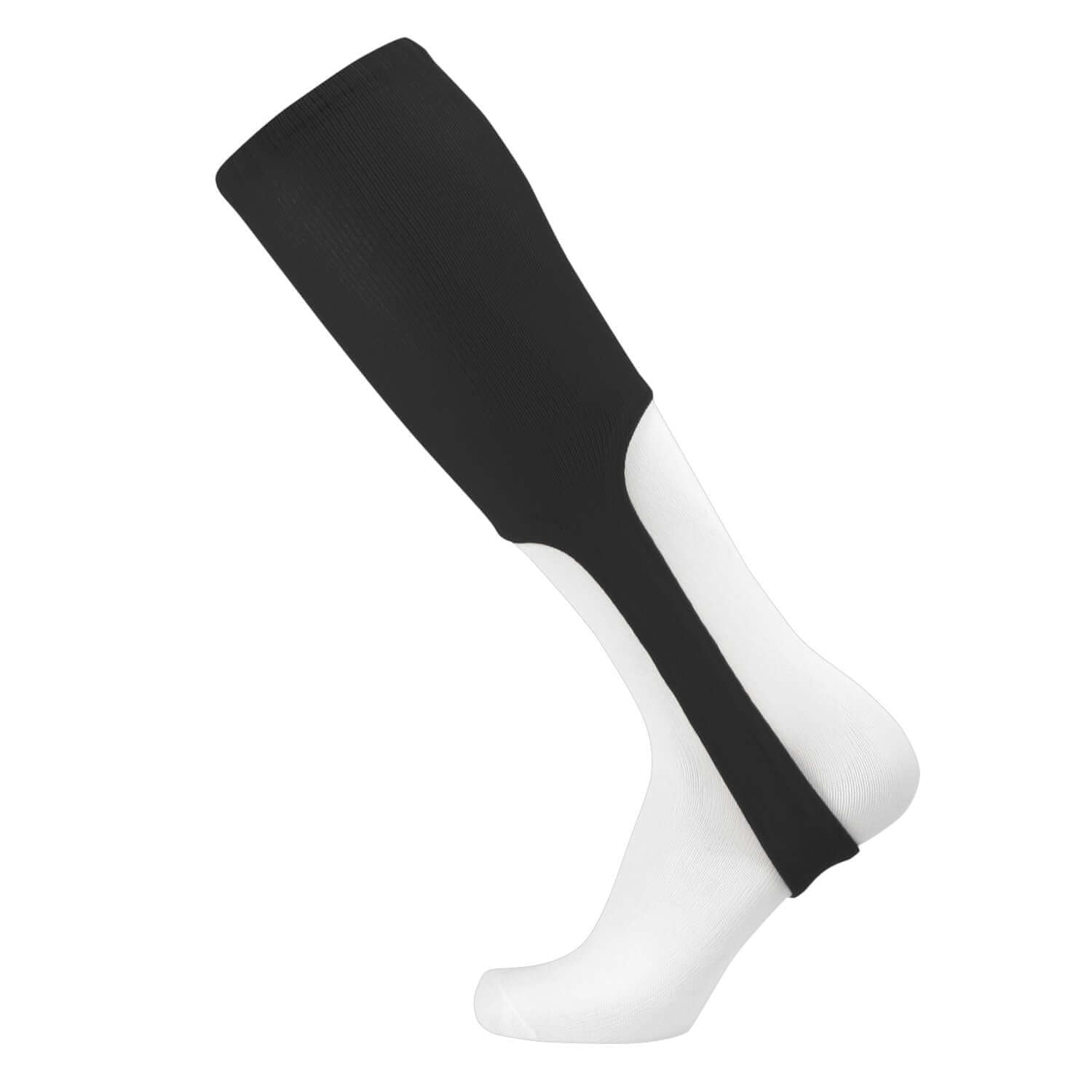 TCK 7" black and white solid color baseball/softball stirrup socks, made of 100% nylon, available in various sizes.