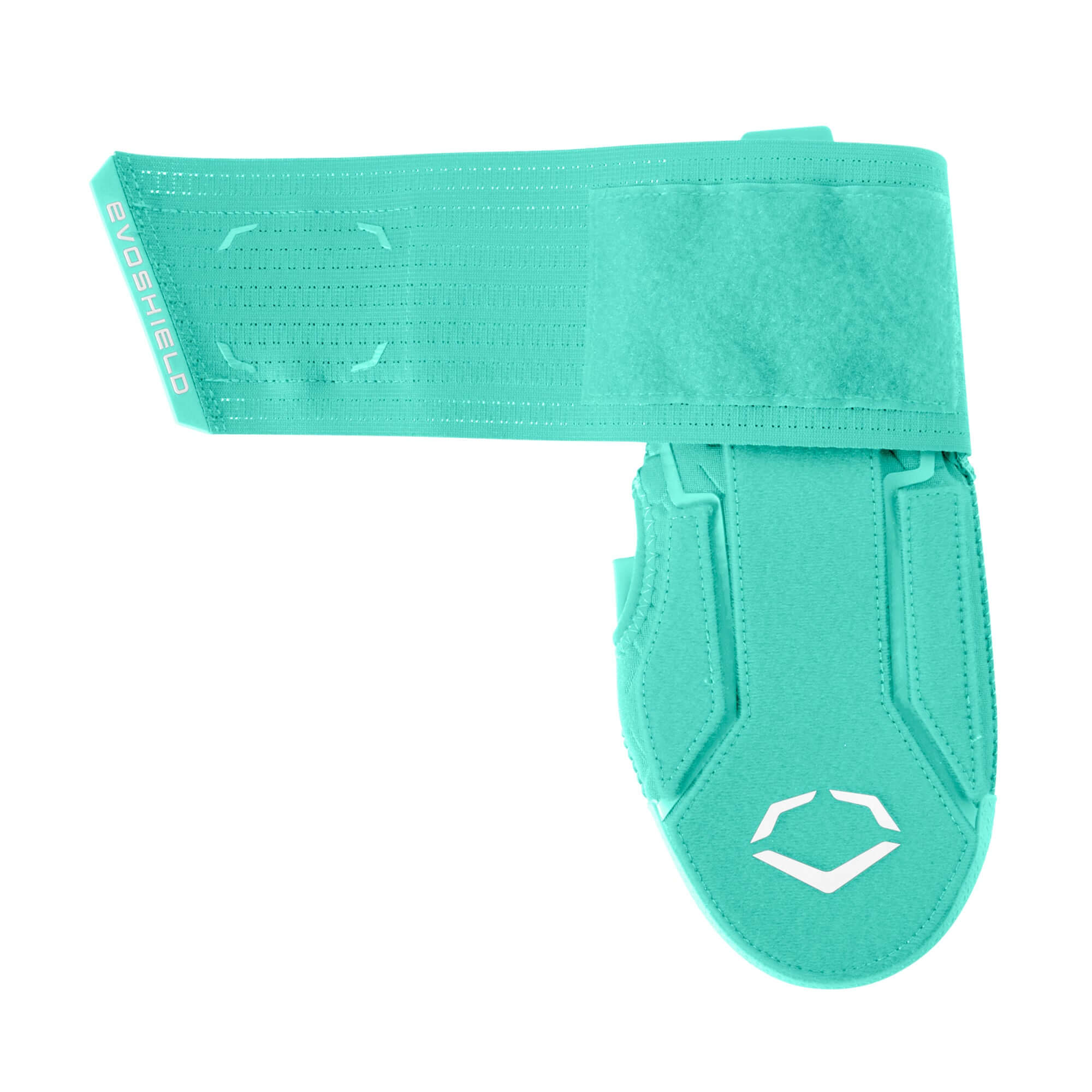 Evoshield Sliding Mitt 2.0 in teal color, featuring protective plates and adjustable strap for secure fit.