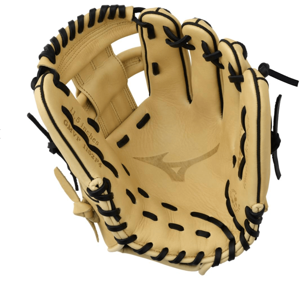 Mizuno GMVP1152P4 MVP Prime Infield Baseball Glove in camel color, 11.5 inches, right-hand throw.