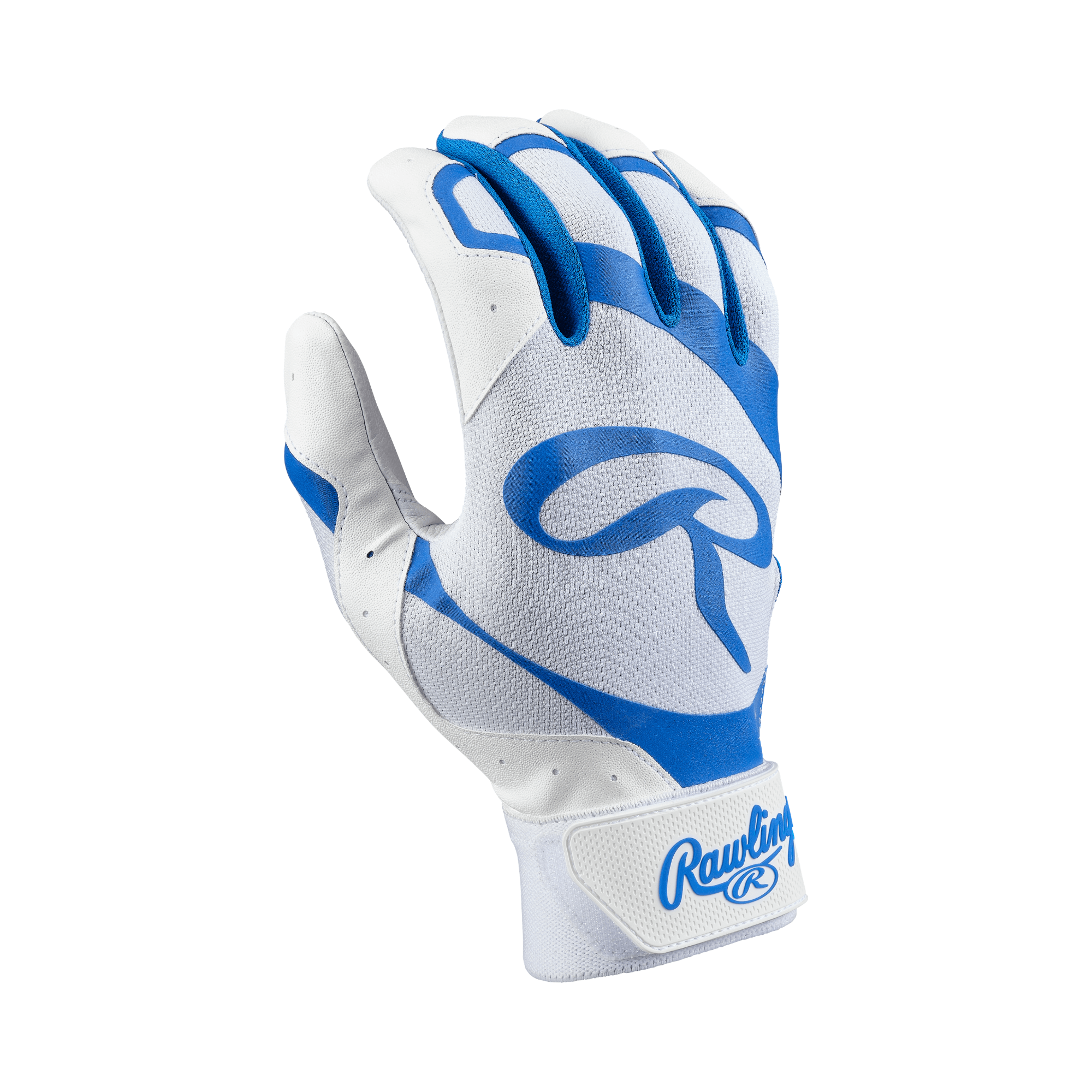 Rawlings 5150 II Batting Gloves White/Royal, genuine goatskin leather palm for a reliable grip