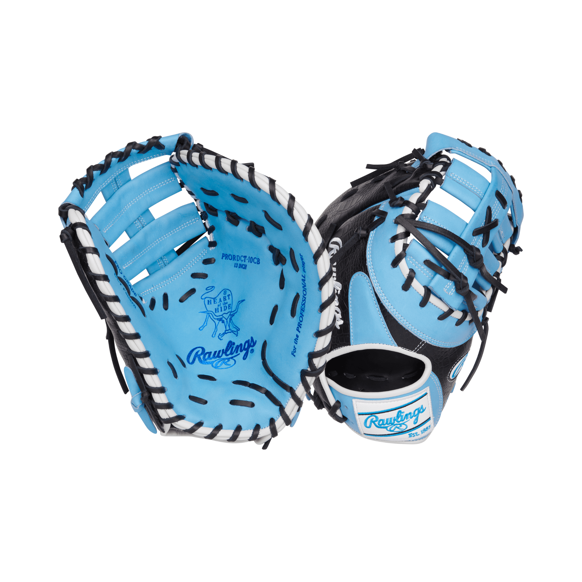 Rawlings Heart of the Hide 12.5-inch First Base Mitt Columbia Blue/Black LHT