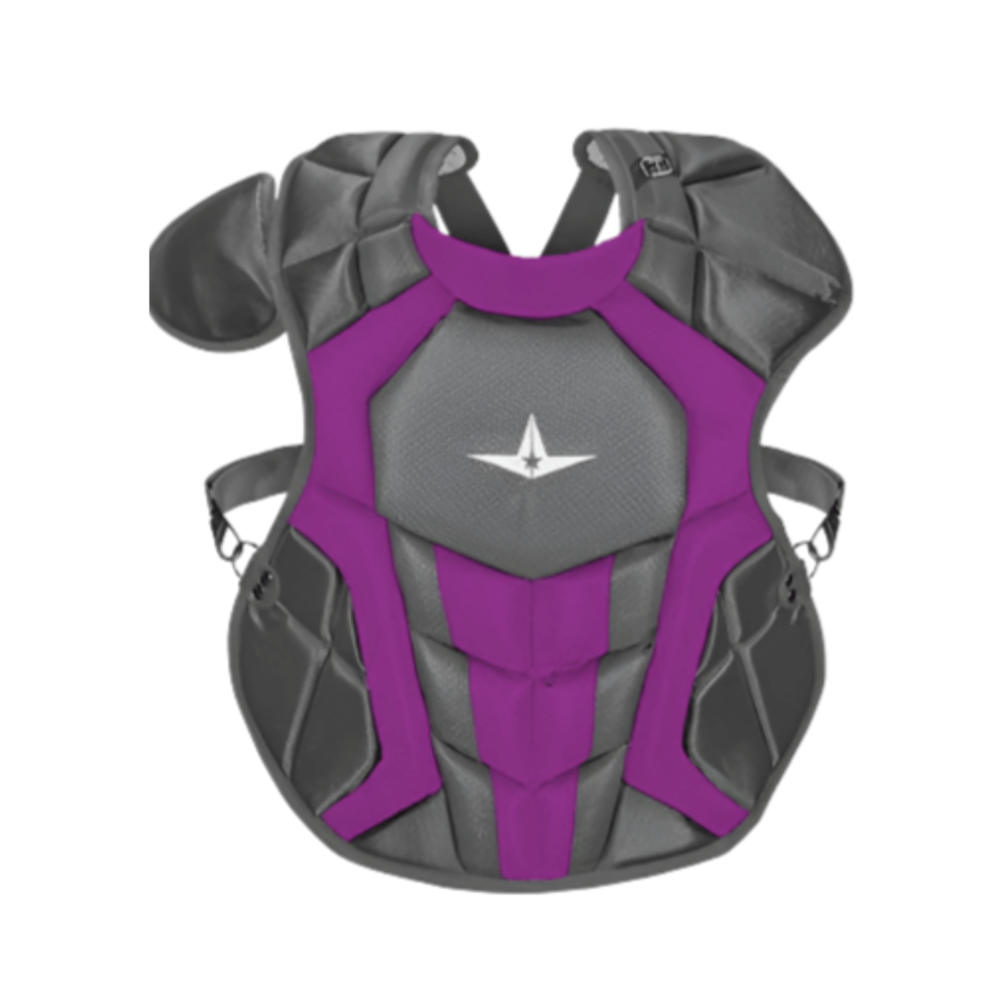 All-Star S7 AXIS two-tone chest protector for ages 12-16, offering advanced protection and comfort for baseball catchers.