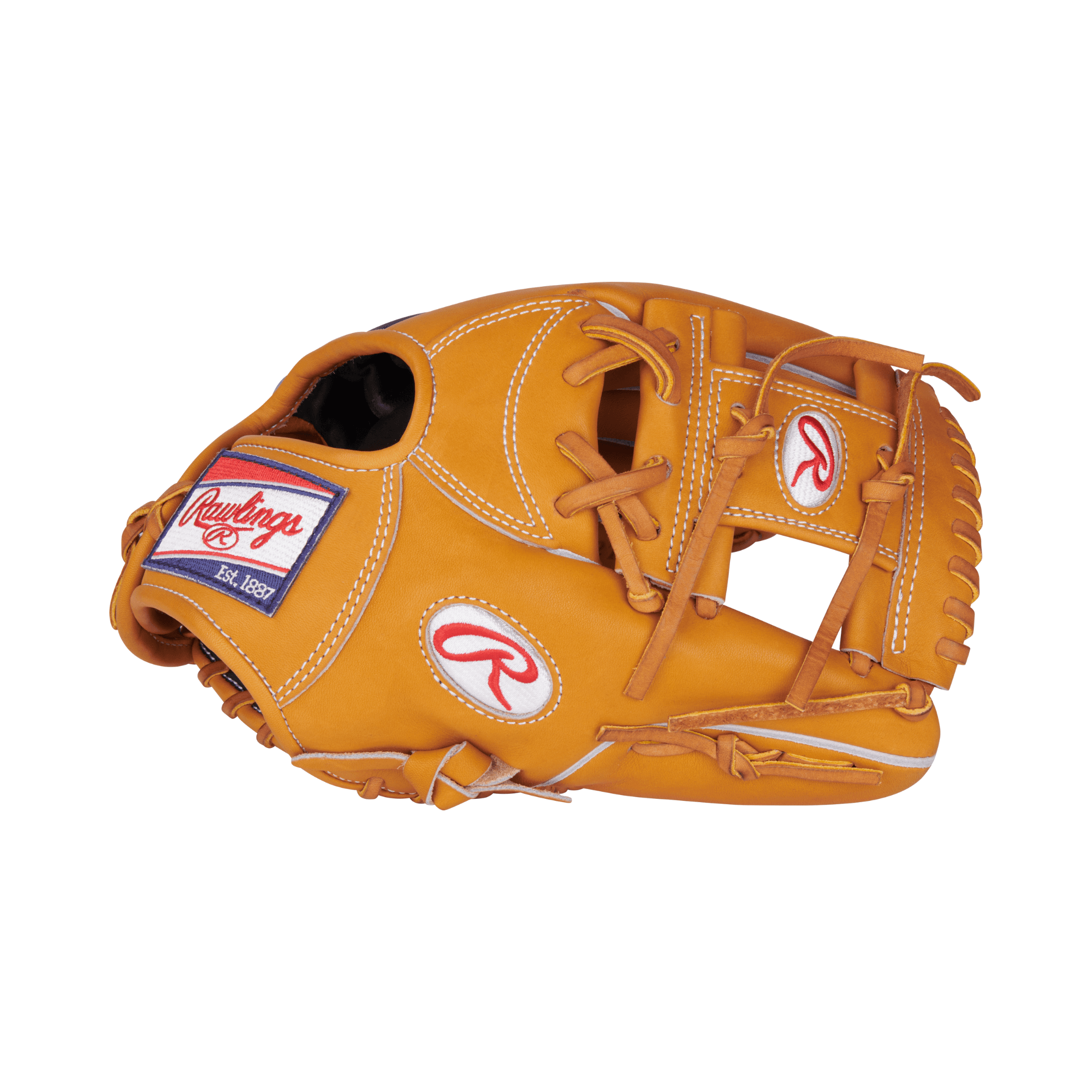 Rawlings Heart of the Hide 11.5-inch tan and navy baseball glove for infielders